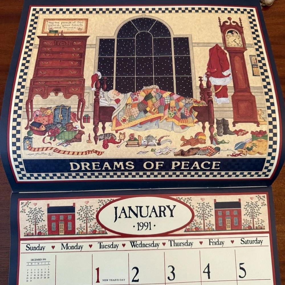 1991‎ Country Sampler Calendar –Noah's Ark – 12x12 – Folk Art Cottagecore